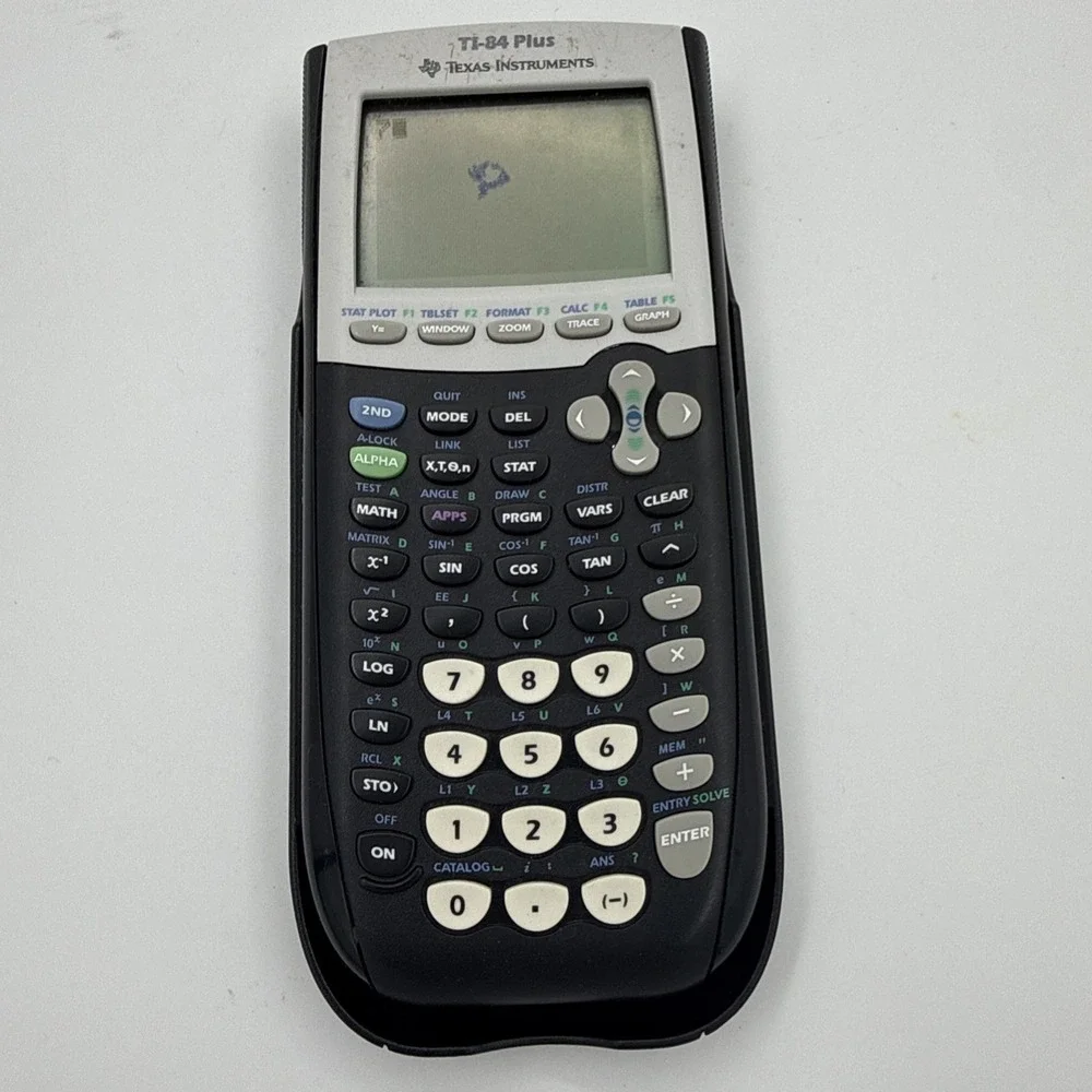 Texas Instruments TI-84 Plus Graphing Calculator Black W/Slide Cover- See Screen